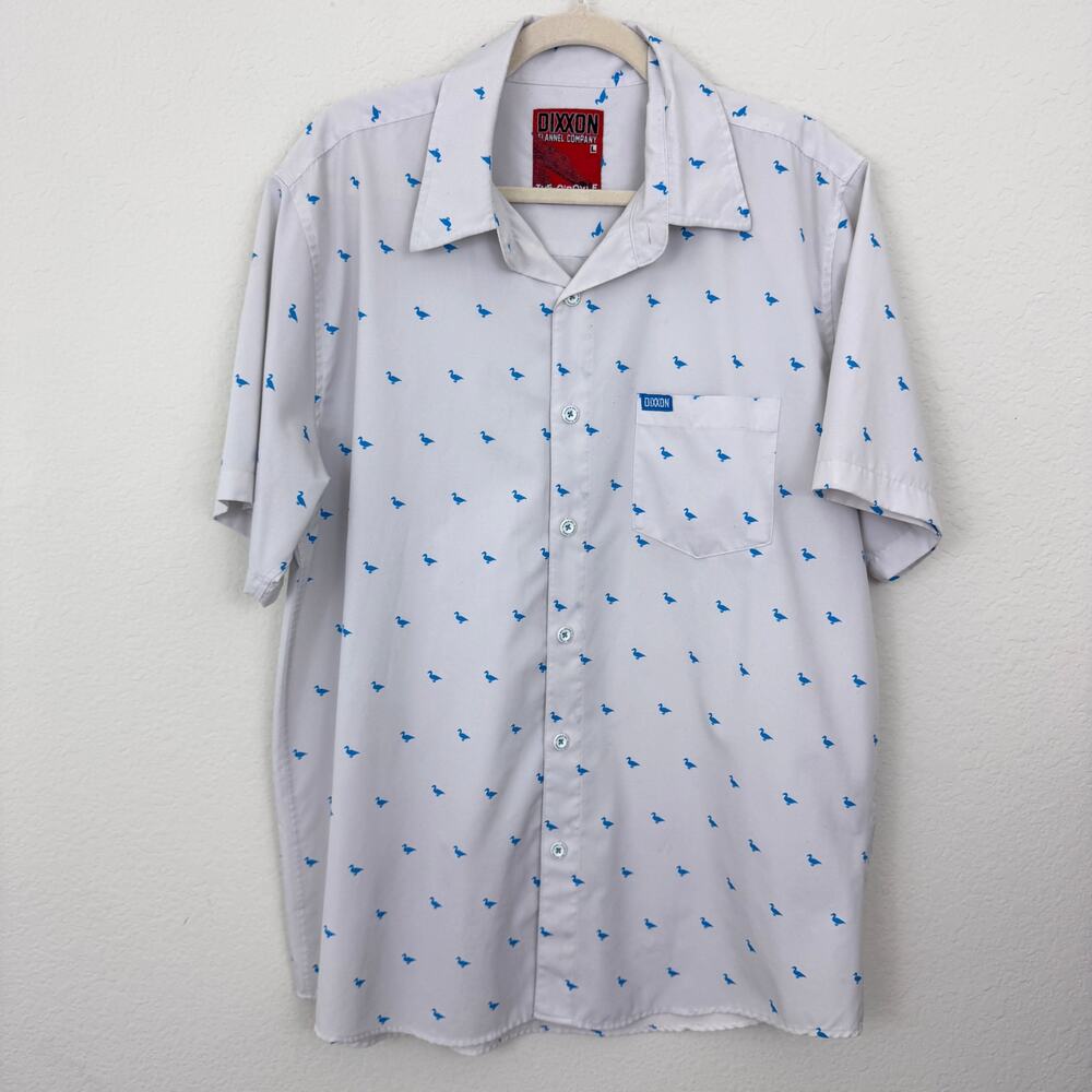 DIXXON Mens O'Doyle Short Sleeve Button Shirt Size L Duck Lightweight Blue